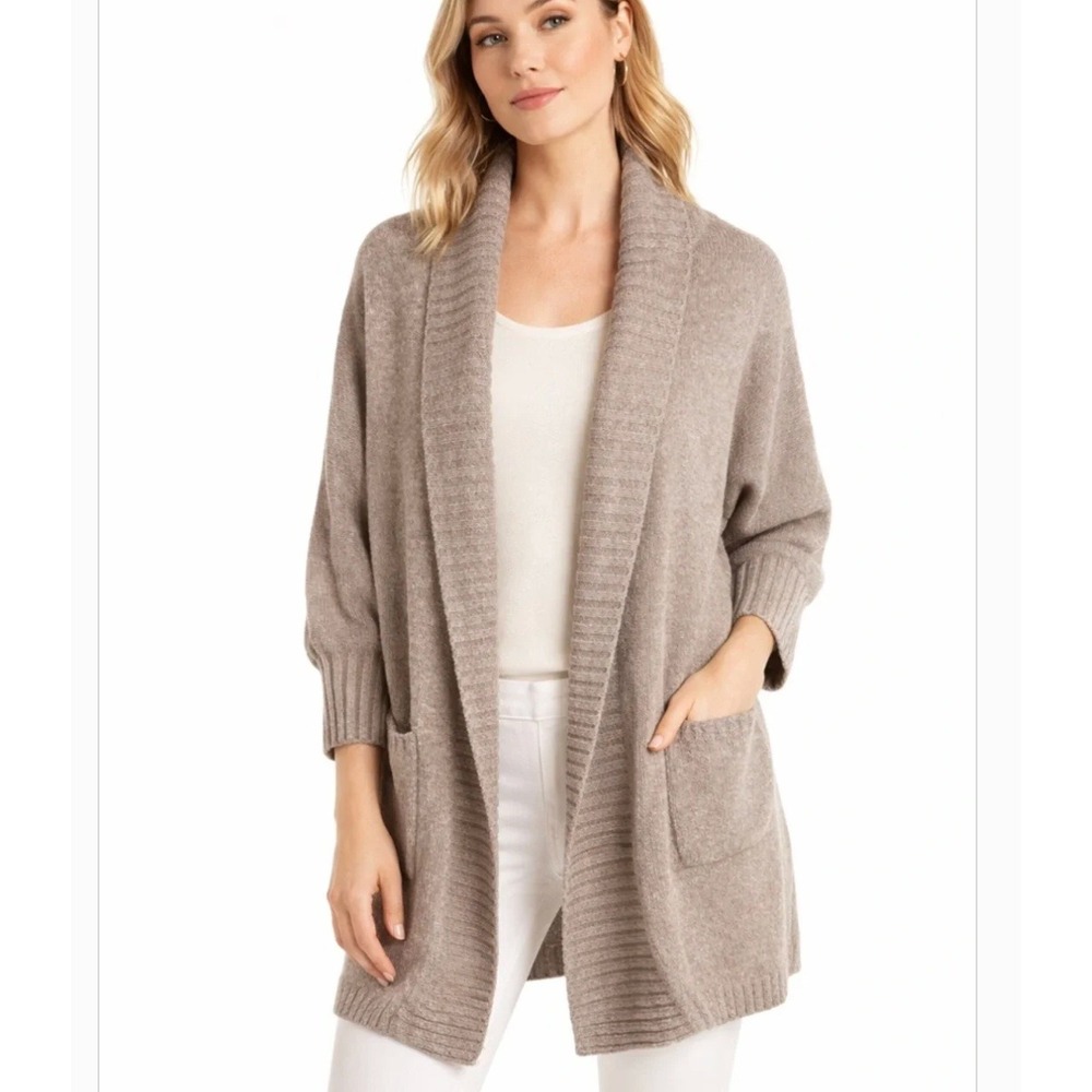 Cupcakes‎ and Cashmere Mauve Teddy Knit Open Front Cardigan Sweater Medium